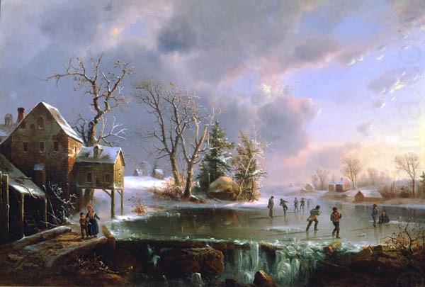 Regis-Francois Gignoux Skating by the Mill china oil painting image